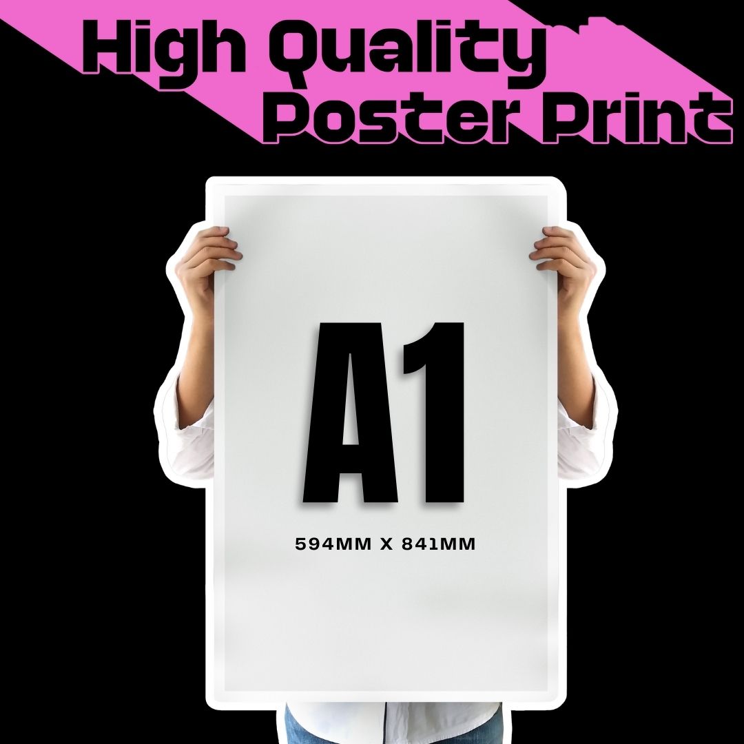 A man holding a A1 poster